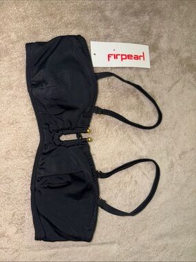 firpearl Black Bandeau Bikini Top